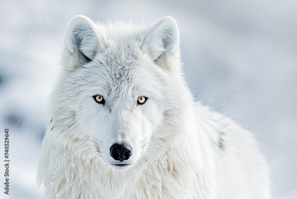 Fototapeta premium Arctic Wolf Canis lupus arctos in the snow, World Wildlife Day, March
