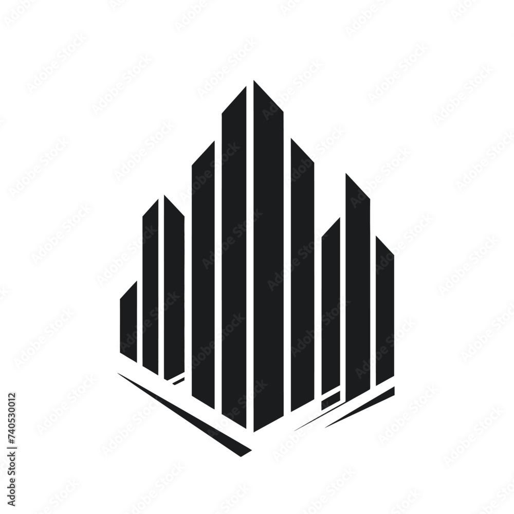 Vector black simple abstract construction logo element on white background Generative Ai Vector black simple abstract construction logo element on white background Generative Ai