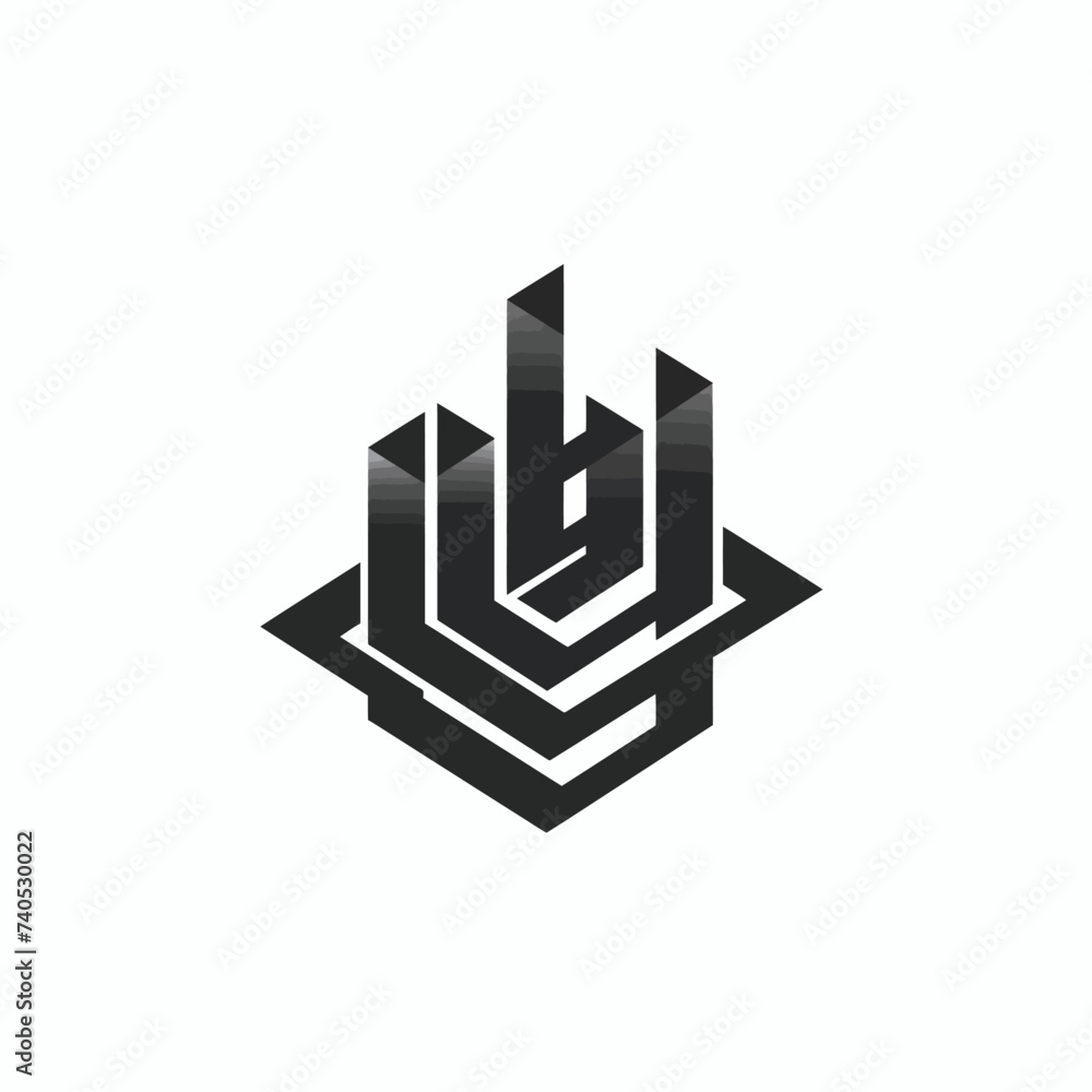 Vector black simple abstract construction logo element on white background Generative Ai Vector black simple abstract construction logo element on white background Generative Ai