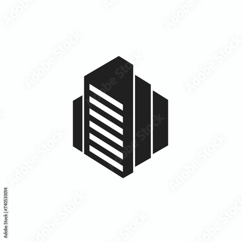 Vector black simple abstract construction logo element on white background Generative Ai