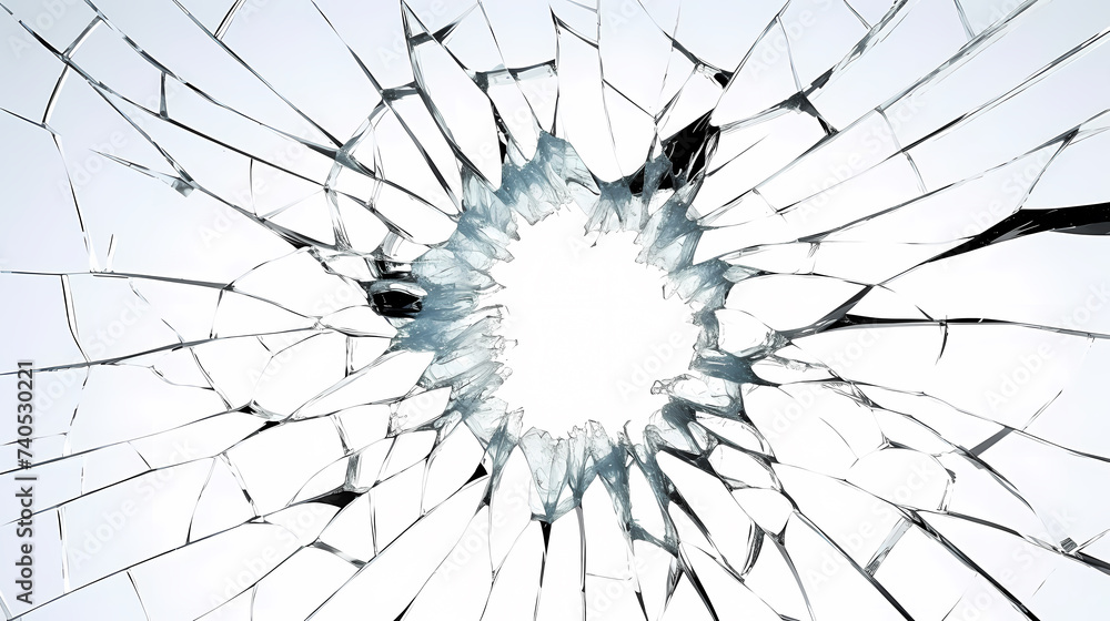 Broken scattered glass broken illustration crack explosion, debris destruction