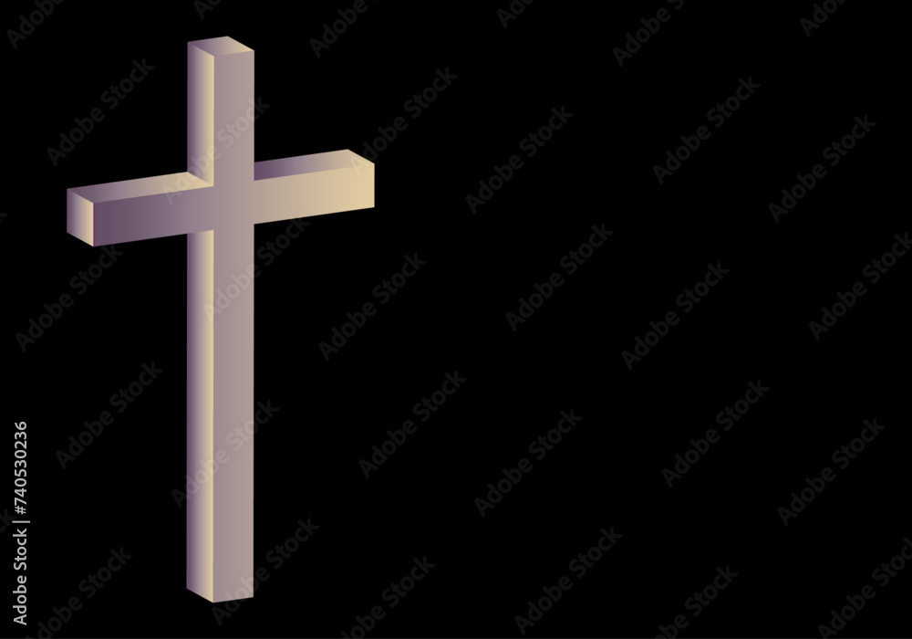 Cruz latina  lila tiza en 3D sobre fondo negro
