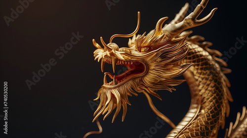Dragon Sculpture of China Looks Menacingly Majestic. Generative AI.