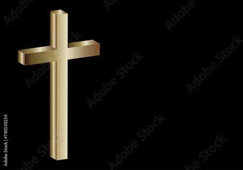 Cruz latina  marrón en 3D sobre fondo negro