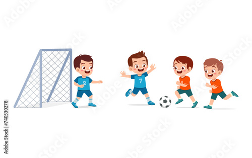kid play football with friend together