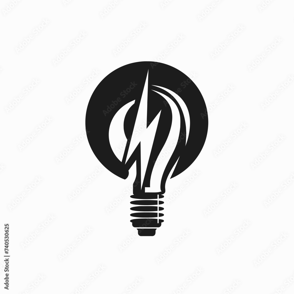 Black simple abstract electricity logo element on white background Generative Ai Black simple abstract electricity logo element on white background Generative Ai