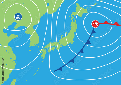 西高東低の気圧配置の天気図