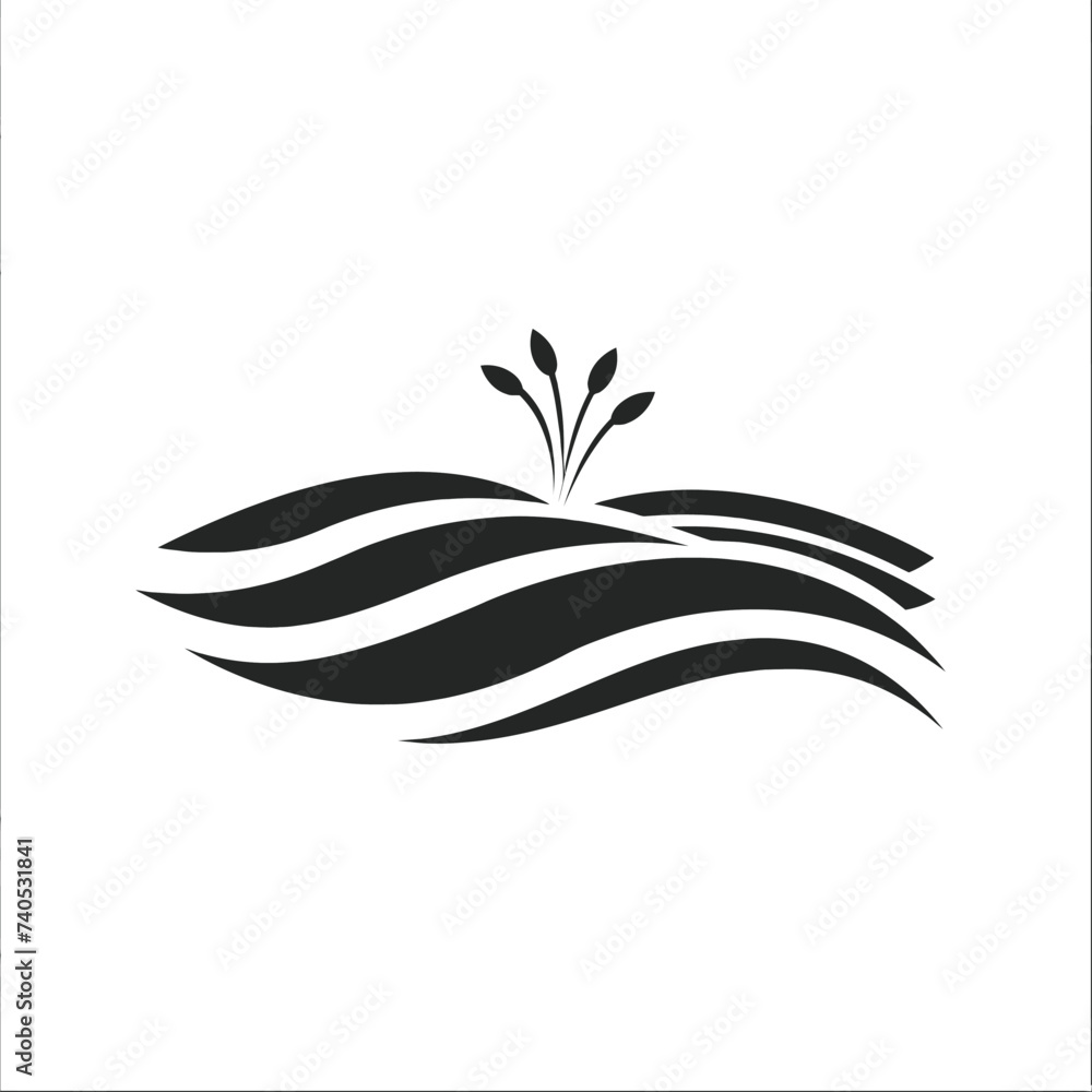 Black simple abstract farming logo element on white background Generative Ai Black simple abstract farming logo element on white background Generative Ai