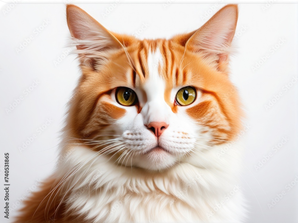 A striking orange cat with intense yellow eyes