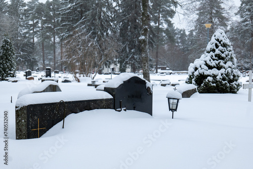 Wallpaper Mural grave stones at cemetery covered in snow Torontodigital.ca
