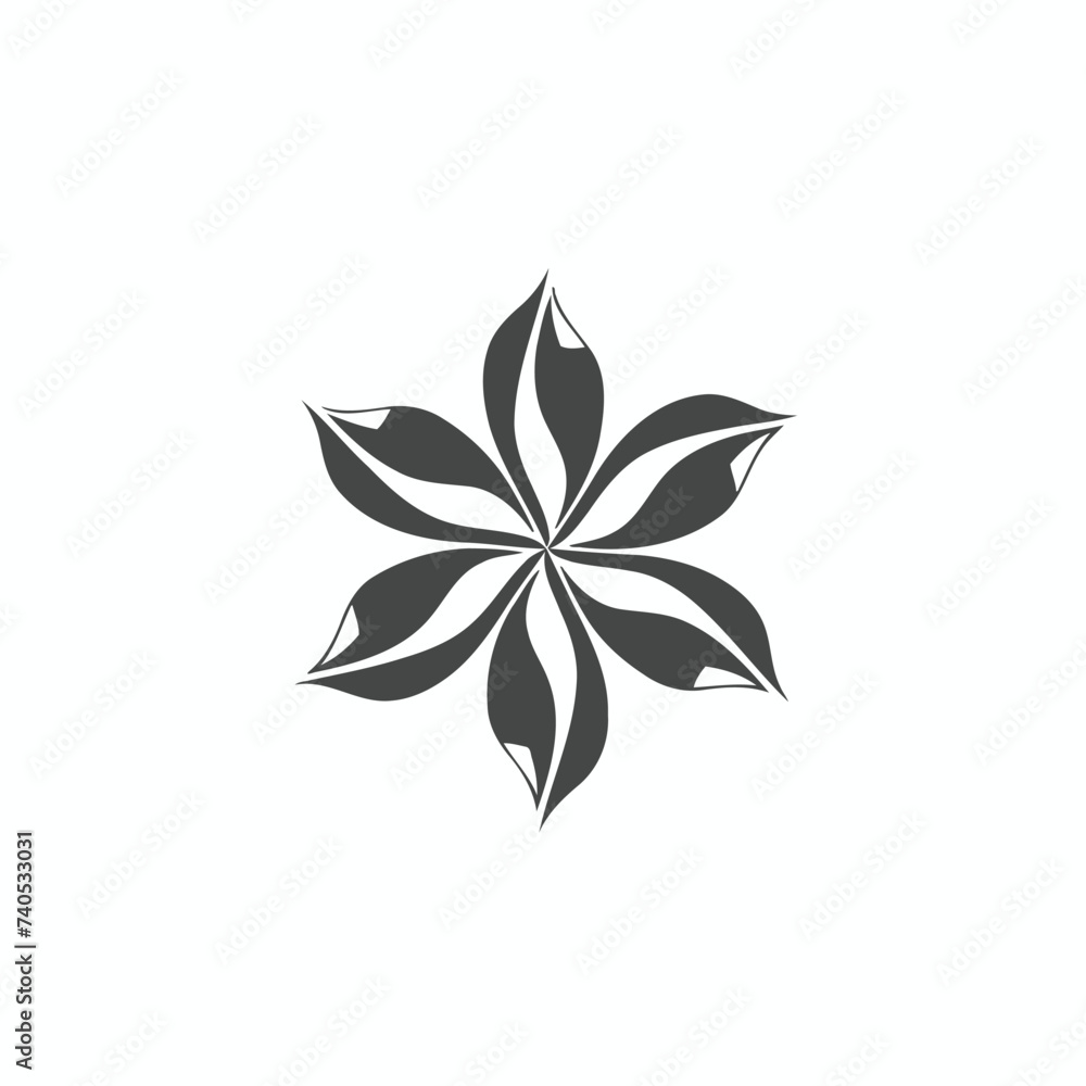 Black simple abstract flower logo element on white background Generative Ai Black simple abstract flower logo element on white background Generative Ai