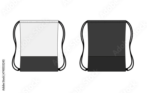 Drawstring bag, backpack vector template illustration set