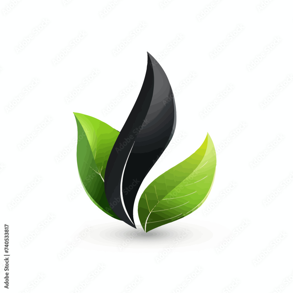 Black simple abstract green energy logo element on white background Generative Ai Black simple abstract green energy logo element on white background Generative Ai