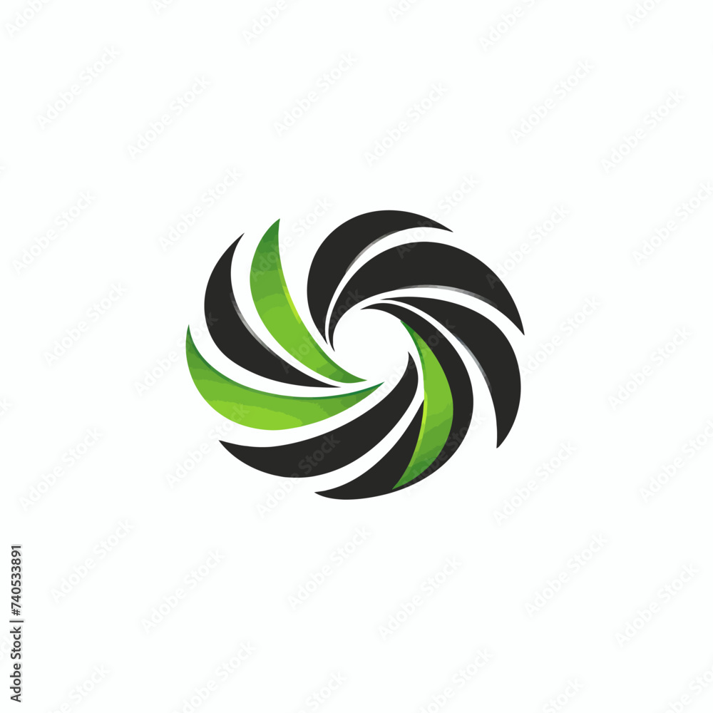 Black simple abstract green energy logo element on white background Generative Ai