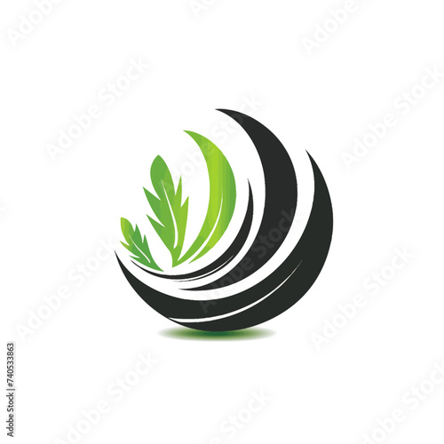 Black simple abstract green energy logo element on white background Generative Ai