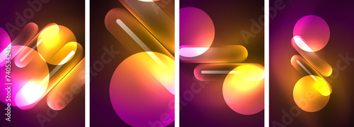 Abstract composition. Aglow in neon hues against the dark, radiating energy and allure, a captivating spectacle of vibrant luminescence