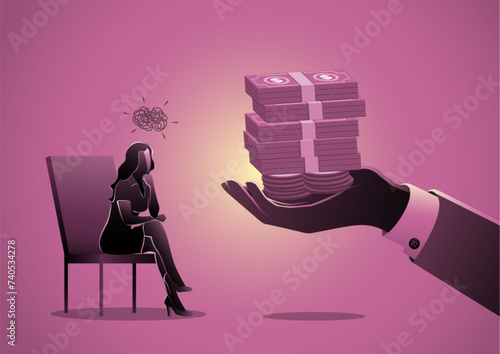 businesswoman sitting on chair sadly vector illustration