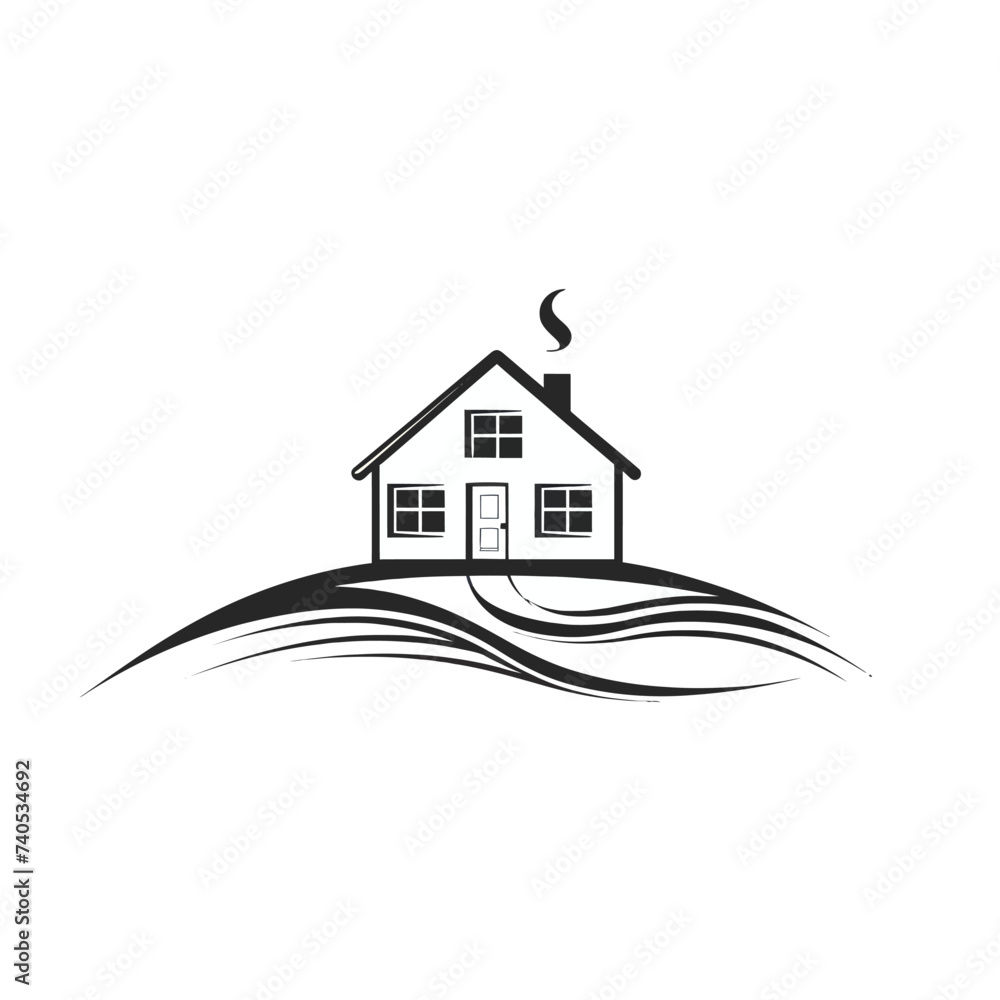 Black simple abstract house logo element on white background Generative Ai Black simple abstract house logo element on white background Generative Ai