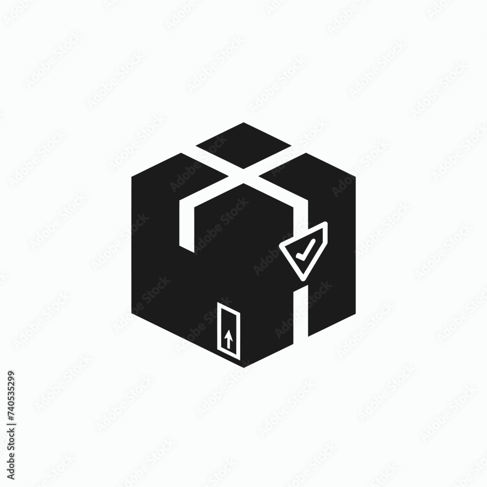 Black simple abstract package delivery logo element on white background Generative Ai Black simple abstract package delivery logo element on white background Generative Ai