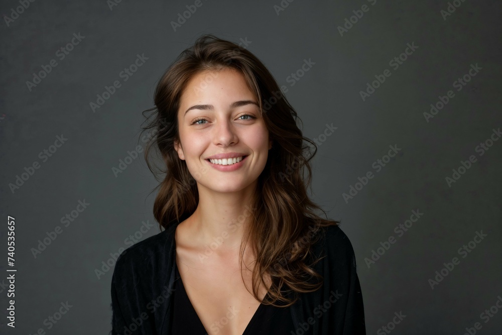 Portrait of young pretty happy woman in studio Portrait of young pretty happy woman in studio