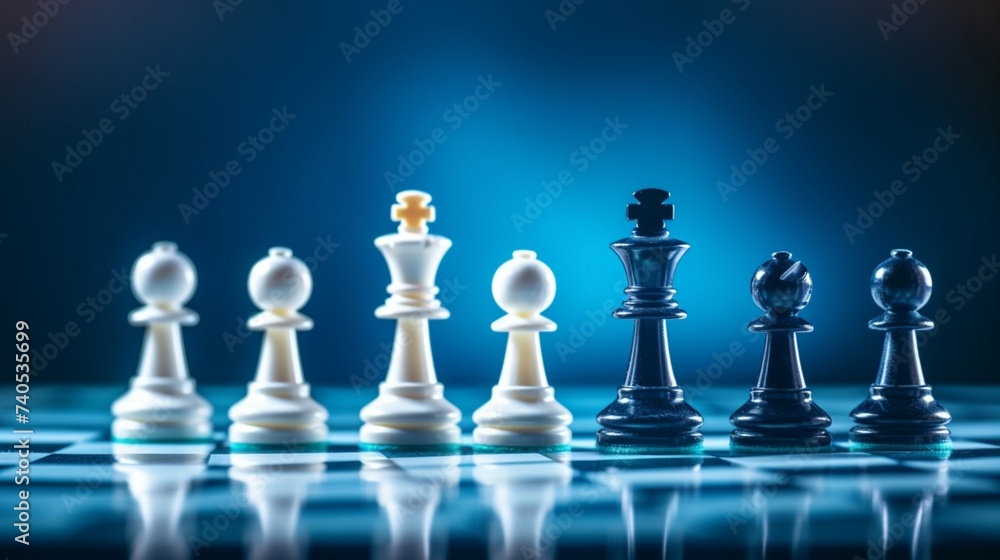 High quality chess pieces on chess board Business strategy concept. Business teamwork concept