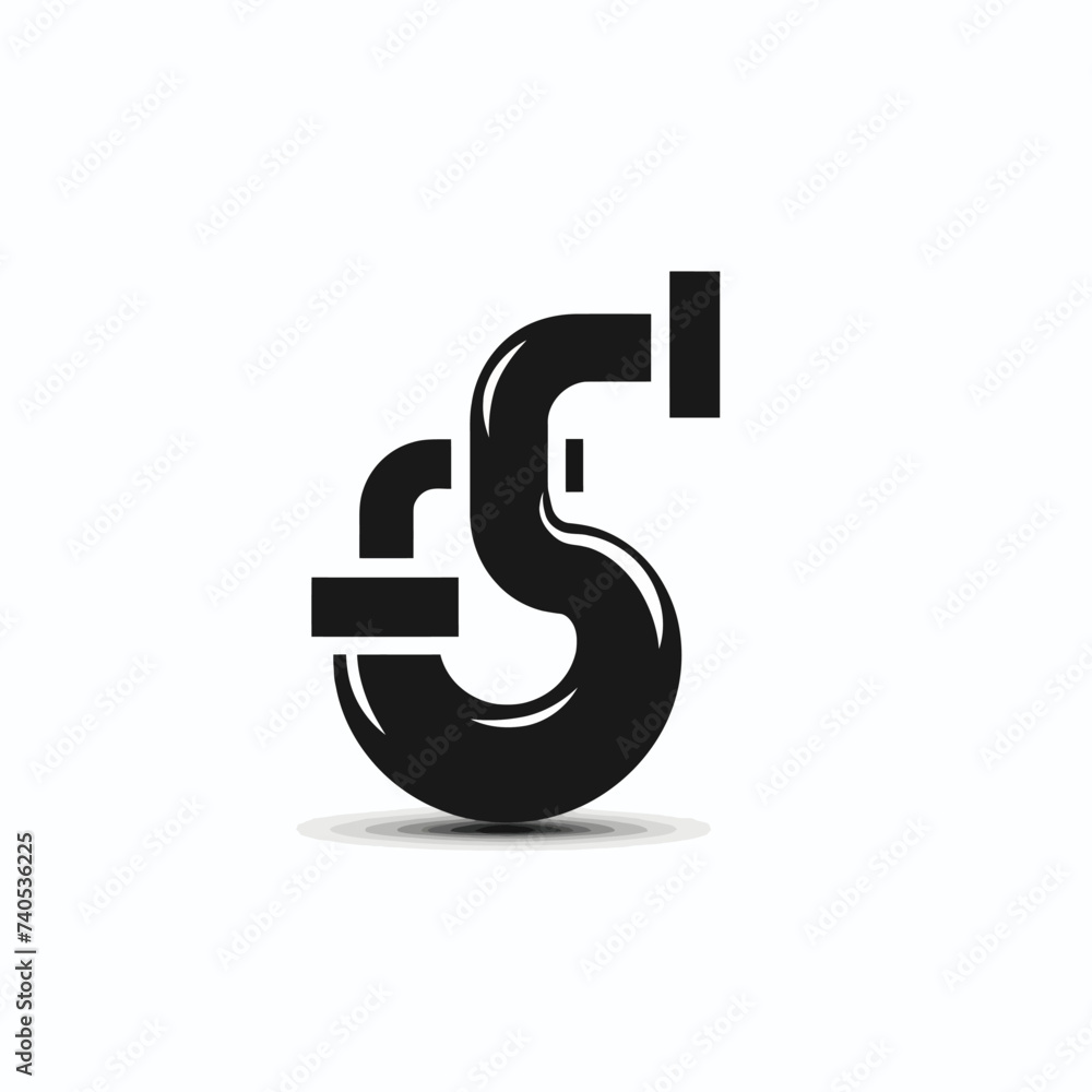 Black simple abstract plumbing logo element on white background Generative Ai Black simple abstract plumbing logo element on white background Generative Ai