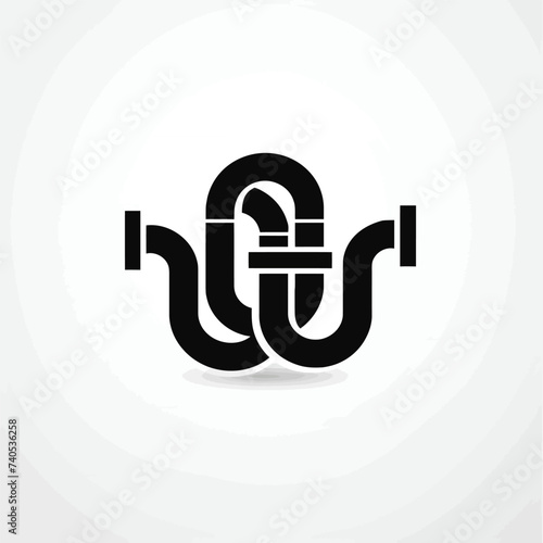 Black simple abstract plumbing logo element on white background Generative Ai