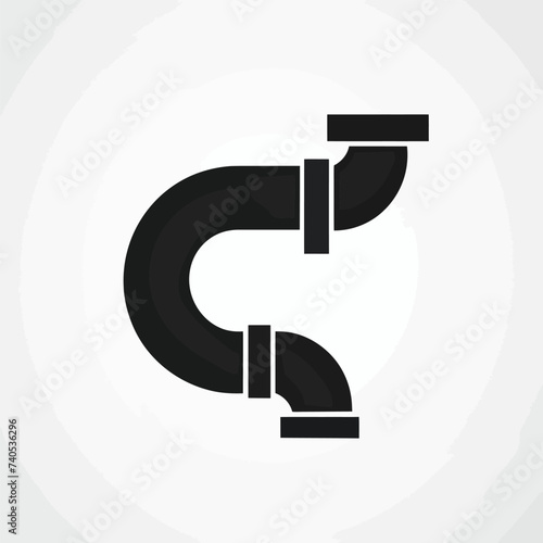 Black simple abstract plumbing logo element on white background Generative Ai