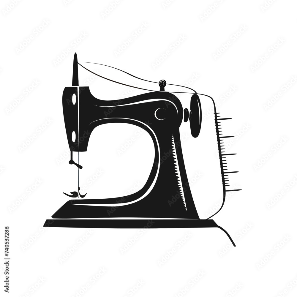 Black simple abstract sewing logo element on white background Generative Ai