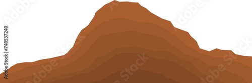 Brown layered mountain. Bedded hill. Sedimentary mountain. 