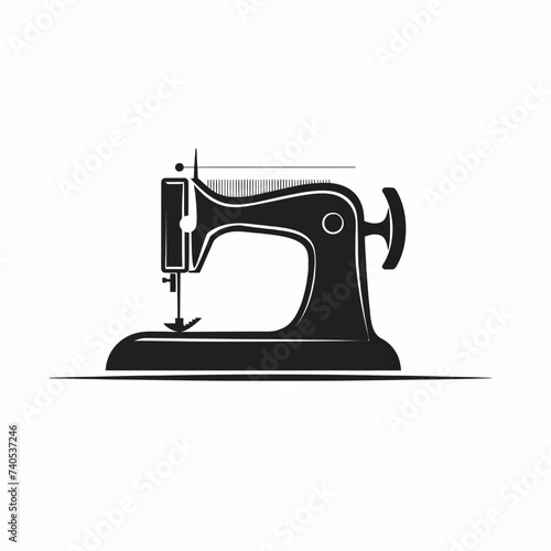 Black simple abstract sewing logo element on white background Generative Ai