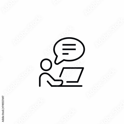 Job Meeting Speaking Facilitating Correspondent Facilitator Businessman Remote Work Vector Icon Sign Symbol