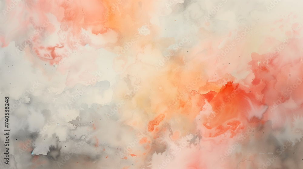 Fototapeta premium Soft pastel ink blots and watercolor smokes blending on a moisture-rich paper canvas.