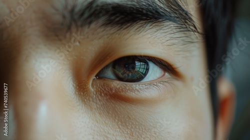 Close up of an asian young mans eye 
