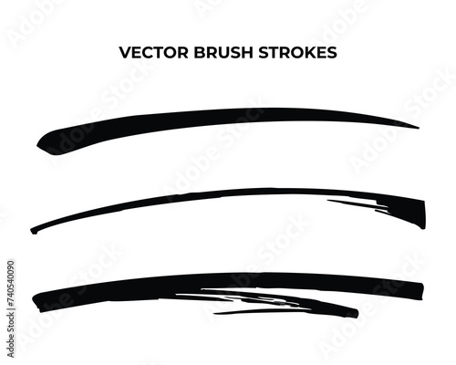 Set of black brush strokes, ink brush strokes, brushes, lines. Dirty artistic design elements
