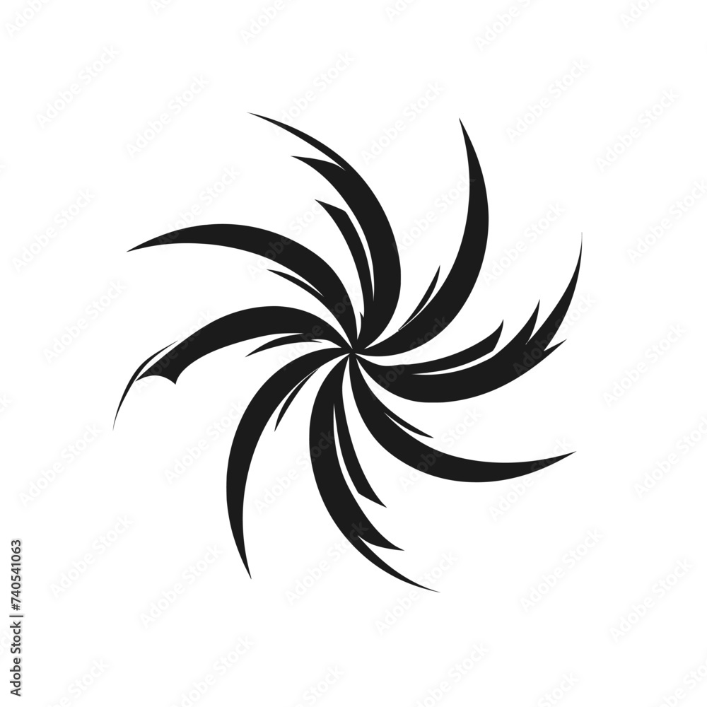 Black simple abstract wind generator logo element on white background Generative Ai Black simple abstract wind generator logo element on white background Generative Ai
