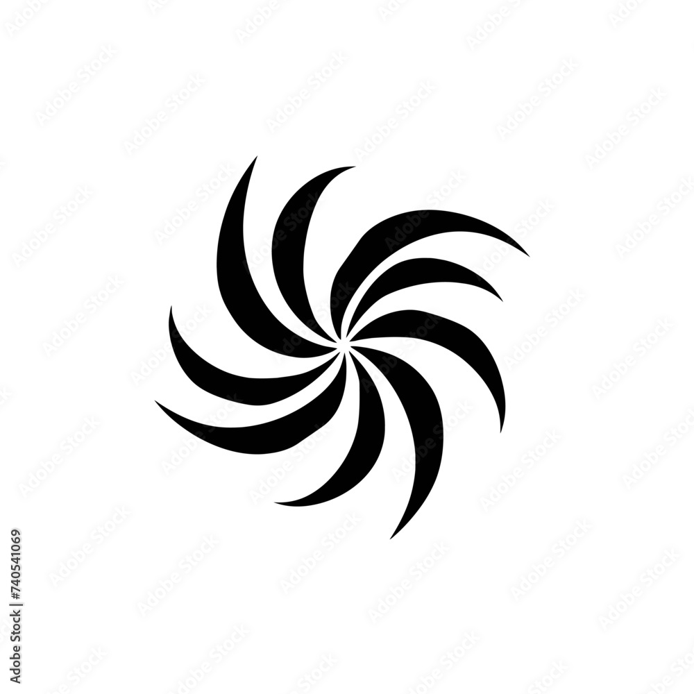 Black simple abstract wind generator logo element on white background Generative Ai Black simple abstract wind generator logo element on white background Generative Ai