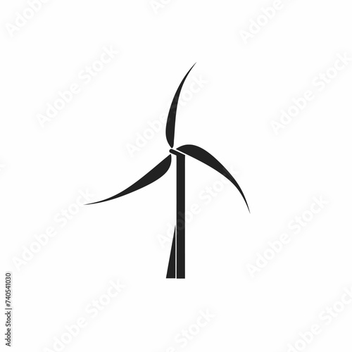 Black simple abstract wind generator logo element on white background Generative Ai