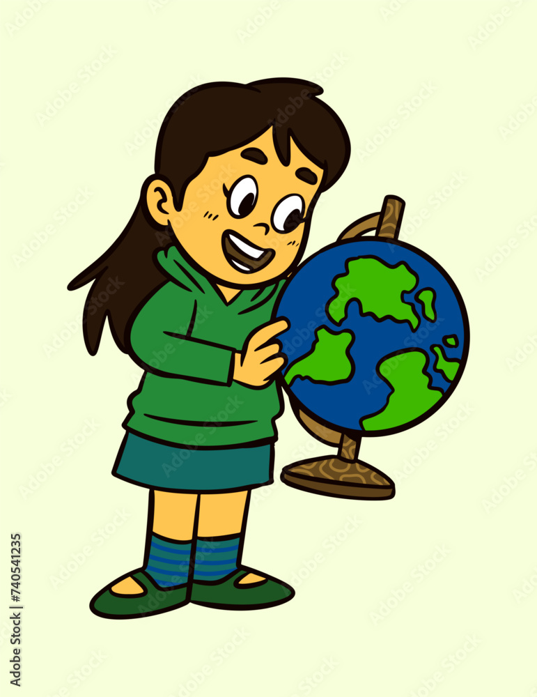 Little Girl Standing Vector Illustration Little Girl Standing Vector Illustration