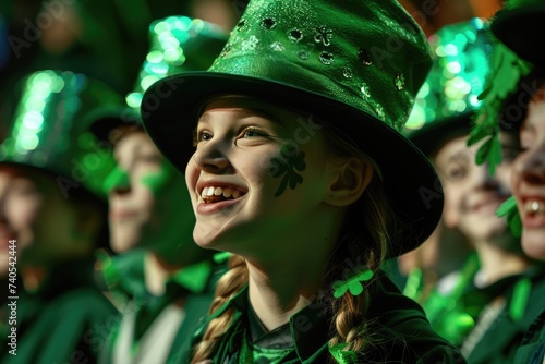 People in carnival costumes celebrating St. Patrick's Day