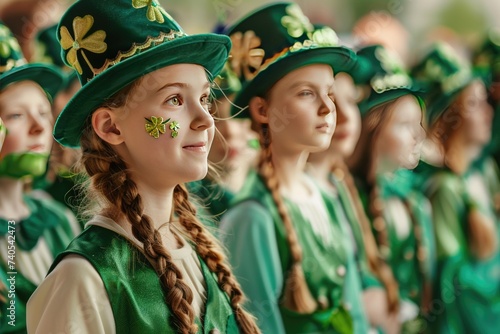People in carnival costumes celebrating St. Patrick's Day