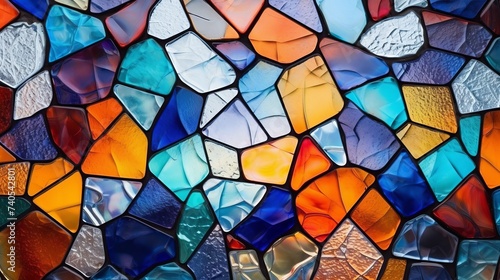 Abstract mosaic from peaces of colorful glass photo