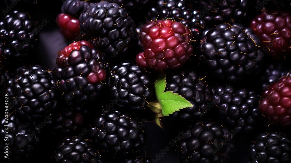 Background from fresh Blackberries, close up. Lot of ripe juicy wild fruit raw berries lying on the table. Top view, Flat lay Background from fresh Blackberries, close up. Lot of ripe juicy wild fruit raw berries lying on the table. Top view, Flat lay