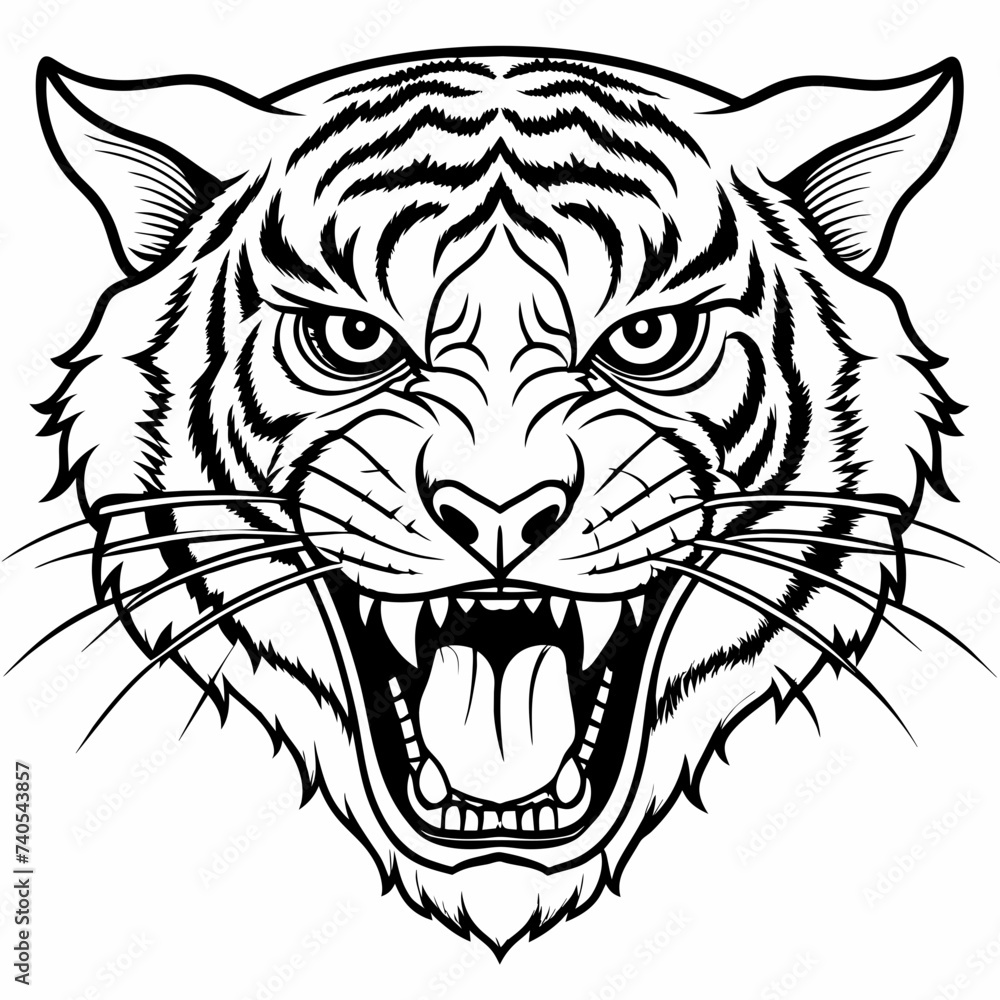 Angry Roaring Lion Head: Isolated Icon in Vector Illustration Angry Roaring Lion Head: Isolated Icon in Vector Illustration