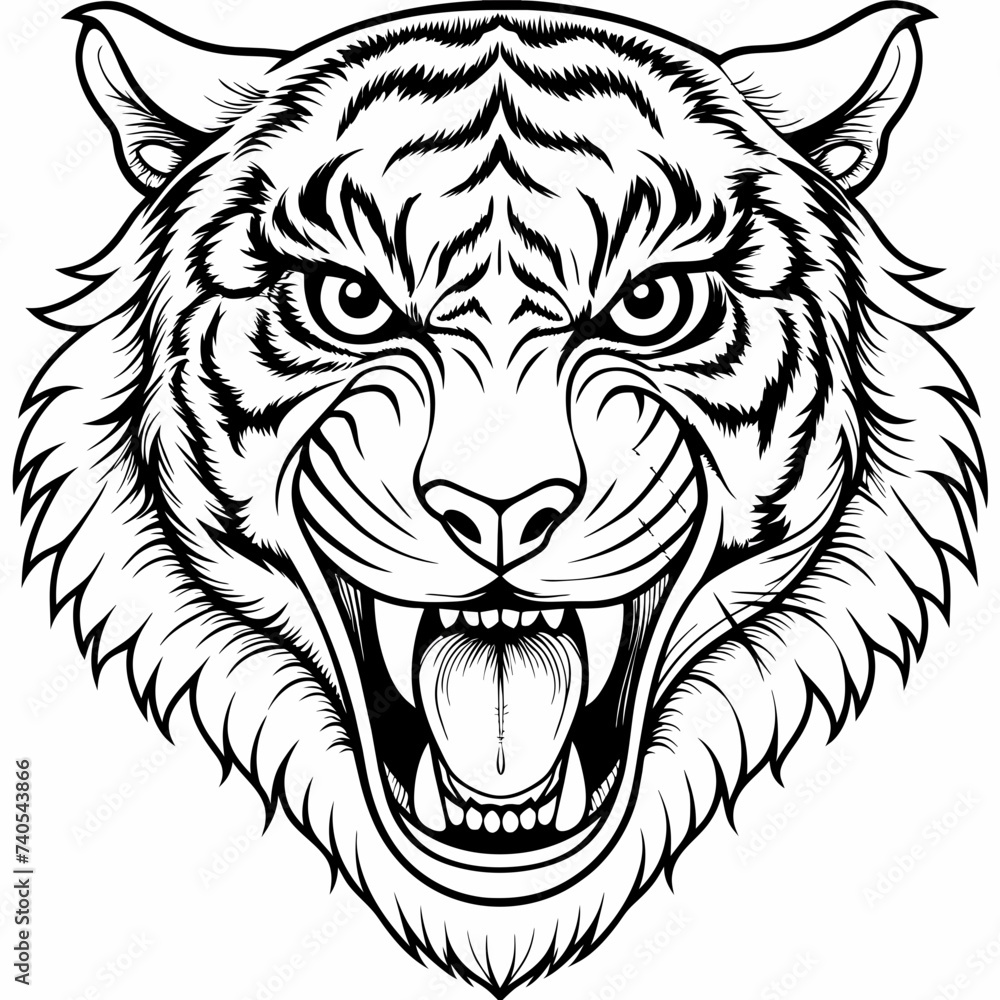 Angry Roaring Lion Head: Isolated Icon in Vector Illustration