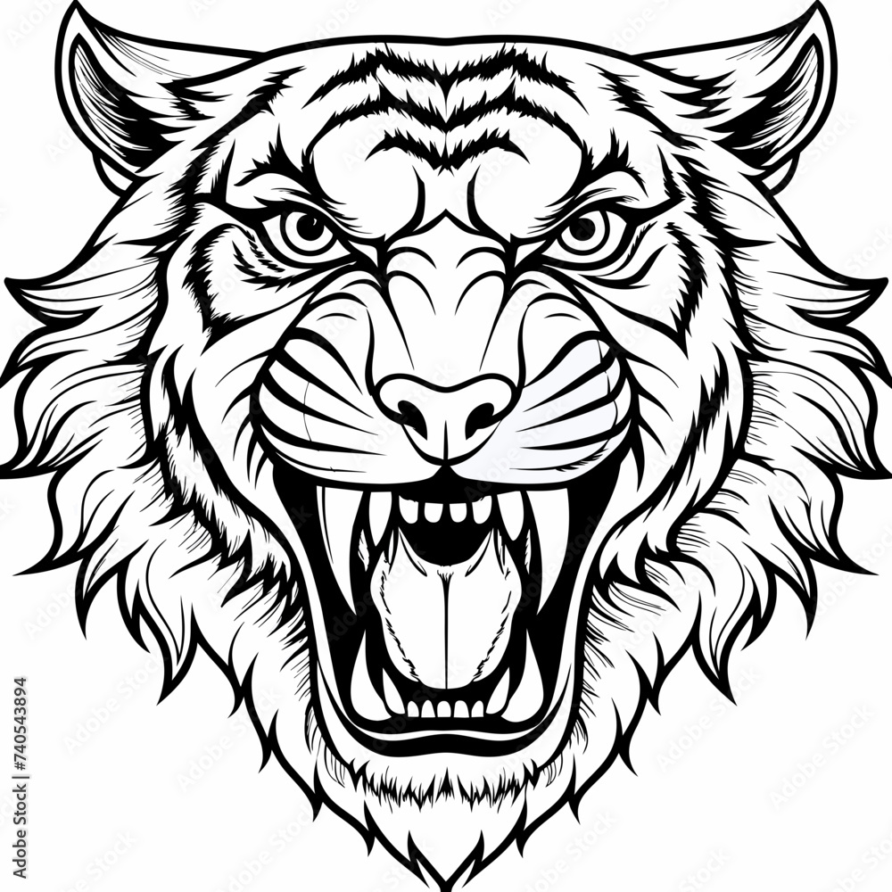 Fototapeta premium Angry Roaring Lion Head: Isolated Icon in Vector Illustration
