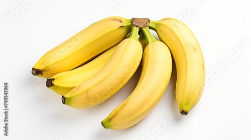 Bunch of bananas isolated on white background. Flat lay, top view