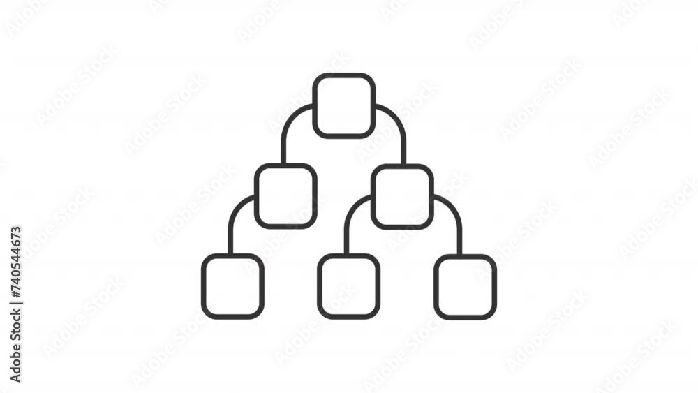 Animated hierarchy icon. Tree diagram line animation. Chain of command. Product management tool. Black illustration on white background. HD video with alpha channel. Motion graphic Animated hierarchy icon. Tree diagram line animation. Chain of command. Product management tool. Black illustration on white background. HD video with alpha channel. Motion graphic