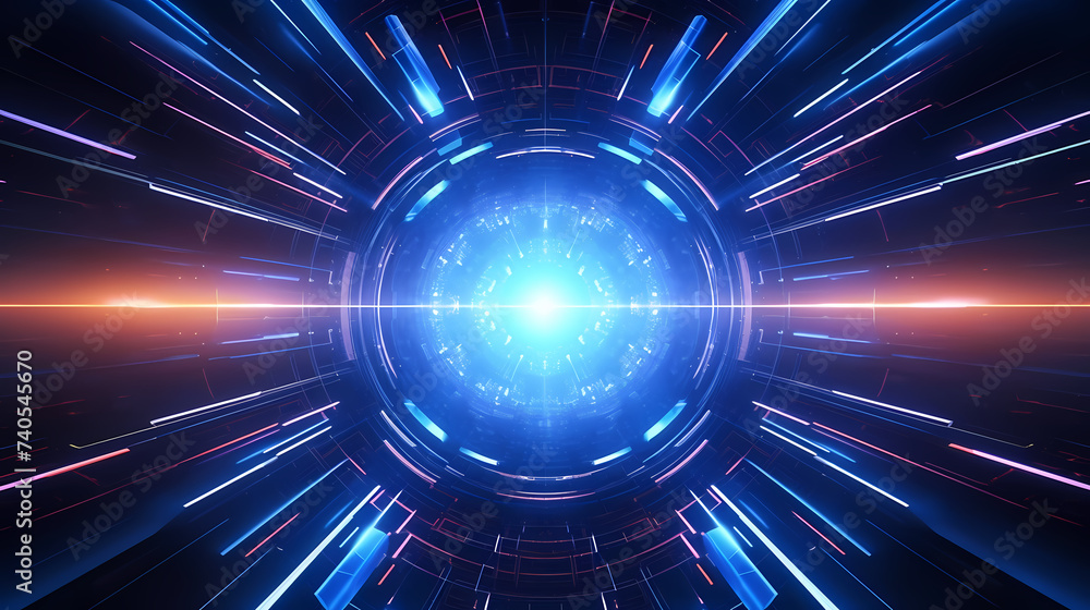 Fototapeta premium Artificial intelligence background, blue world network circuit future technology background