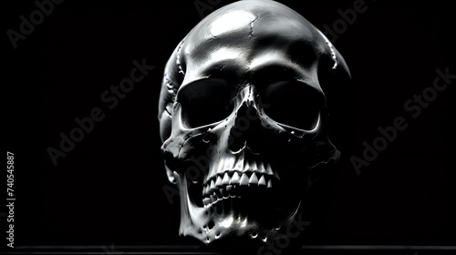 An eerie depiction of a human skull enveloped in darkness photo